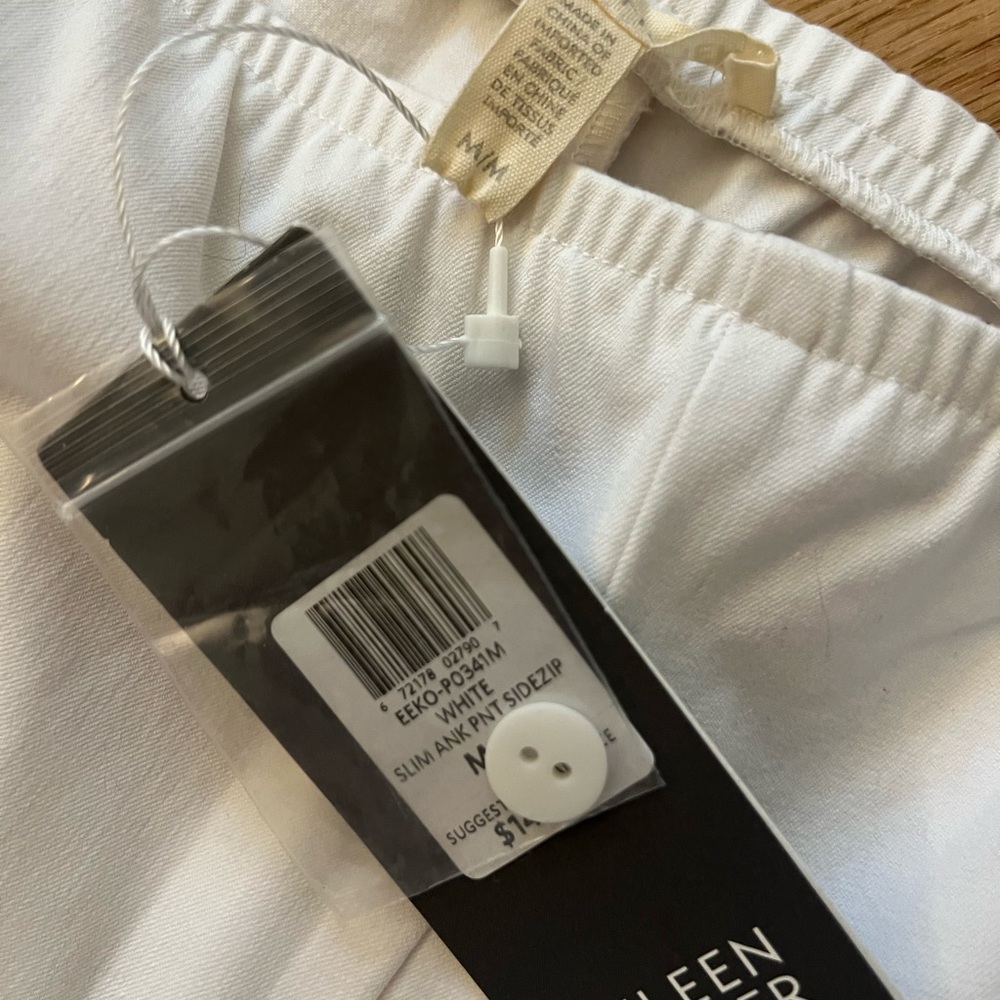 Eileen Fisher White Ankle Organic Cotton Pants - Picture 4 of 7